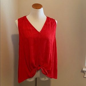 Printed tie front button up tank